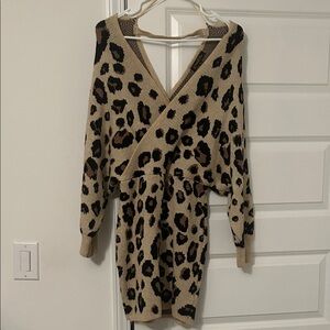 Leopard Print Long Sleeve Dress